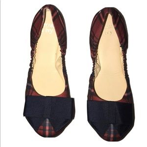 Crown & Ivy Ilene bow plaid ballet flats.